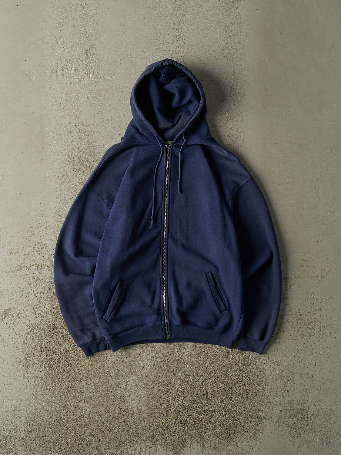 Vintage 90s Navy Blue Blank Zip Up  Hoodie (M)