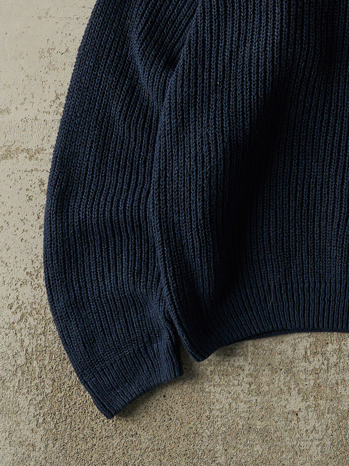 Vintage 90s Navy Blue Eddie Bauer Quarter Button Knit (XL)