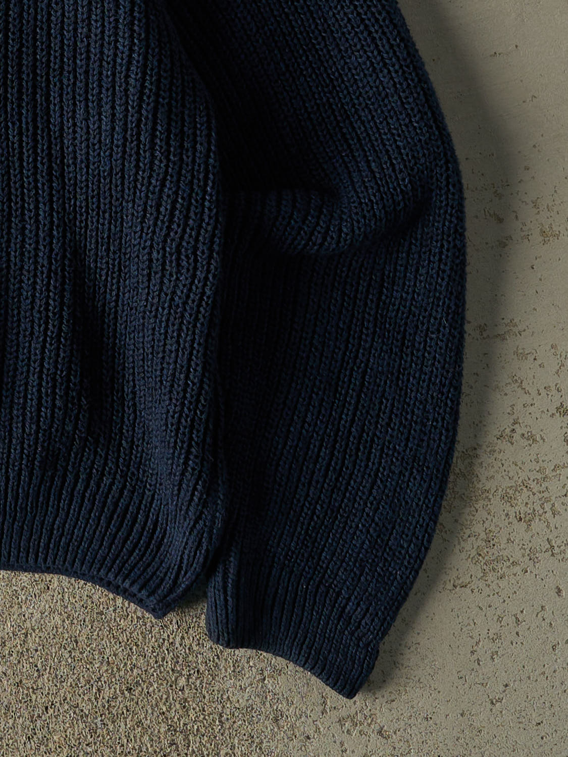 Vintage 90s Navy Blue Eddie Bauer Quarter Button Knit (XL)