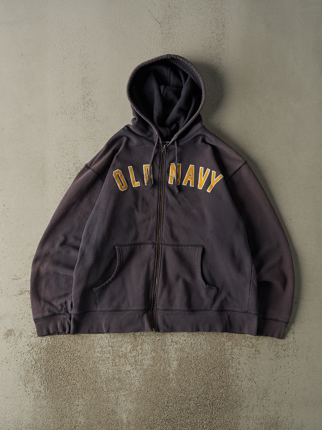 Vintage 90s Sun Faded Navy Old Navy Embroidered Zip Up Hoodie (L/XL)