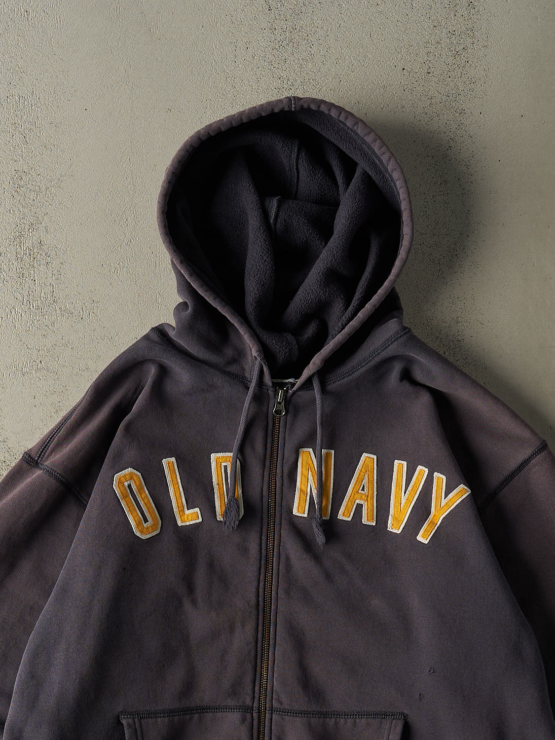 Vintage 90s Sun Faded Navy Old Navy Embroidered Zip Up Hoodie (L/XL)