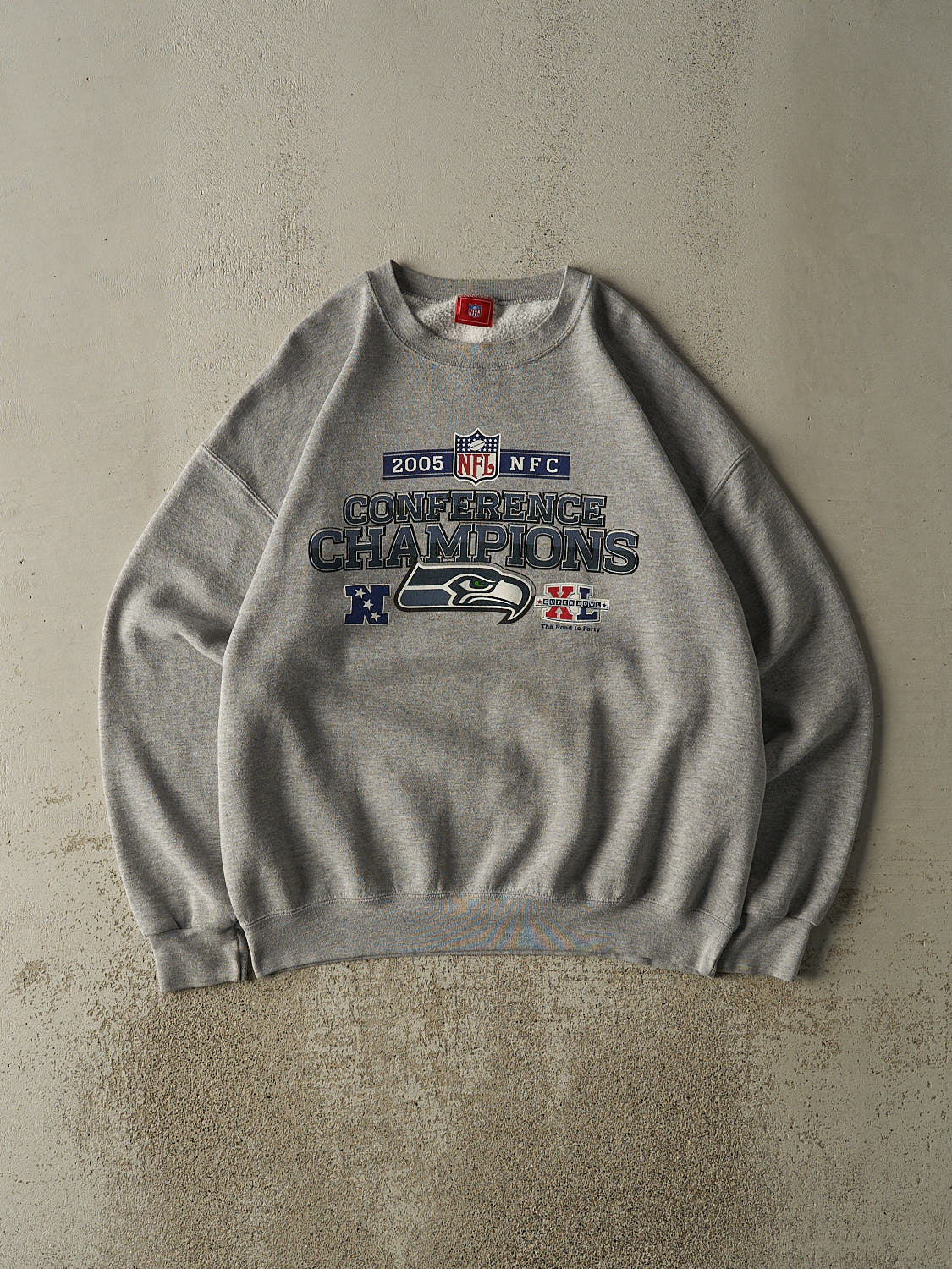 Vintage 05' Grey Seattle Seahawks NFC Conference Champions  Crewneck (XL/XXL)