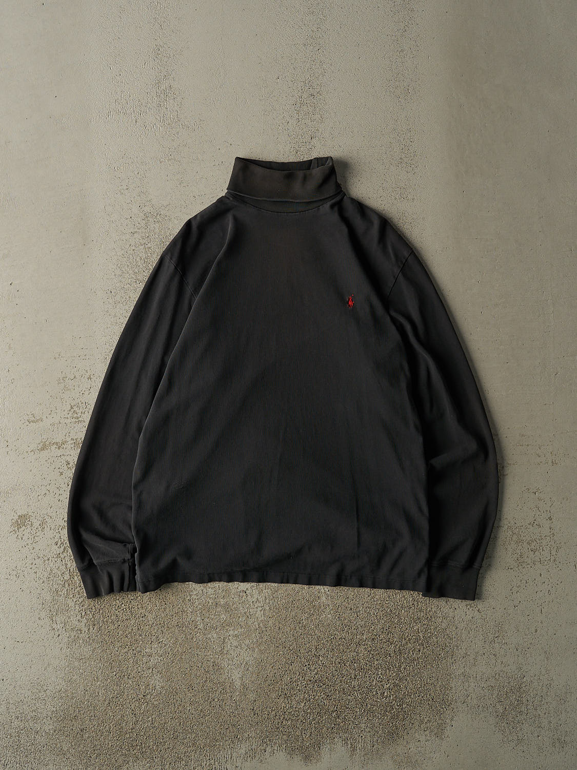 Vintage 90s Faded Black Polo Ralph Lauren Embroidered Logo Turtle Neck Long Sleeve (L/XL)
