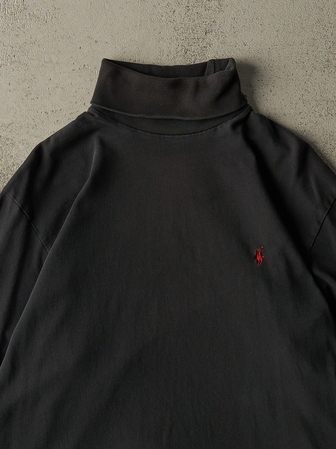 Vintage 90s Faded Black Polo Ralph Lauren Embroidered Logo Turtle Neck Long Sleeve (L/XL)