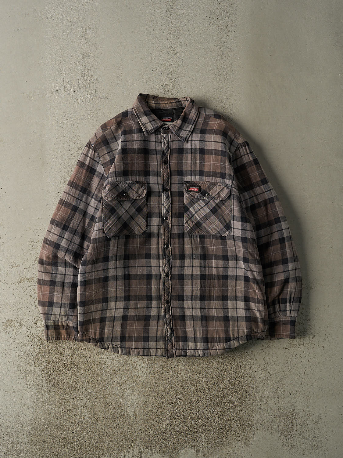 Vintage Y2K Grey Dickies Quilt Lined Button Up  Jacket (XL/XXL)