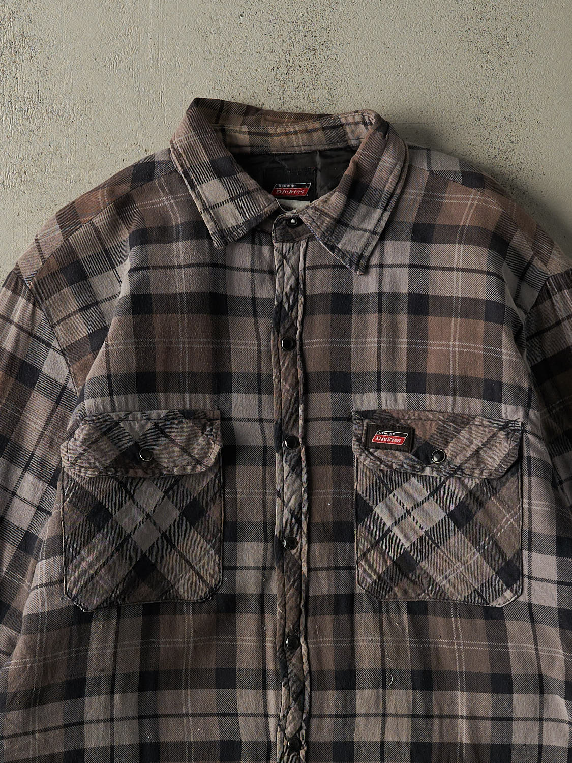 Vintage Y2K Grey Dickies Quilt Lined Button Up  Jacket (XL/XXL)