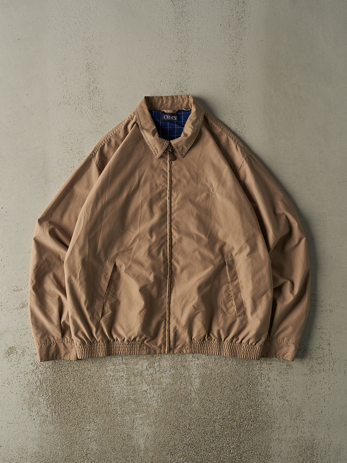 Vintage 90s Beige Chaps  Embroidered Harrington Jacket (XL/XXL)