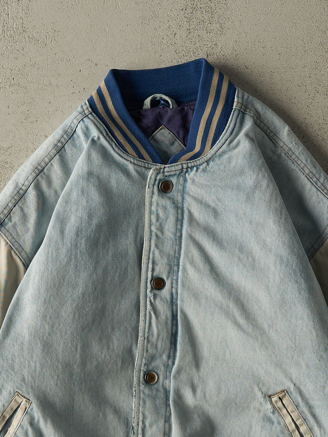Vintage 90s Light Wash  Heavyweight Varsity Bomber Jacket (M/L)