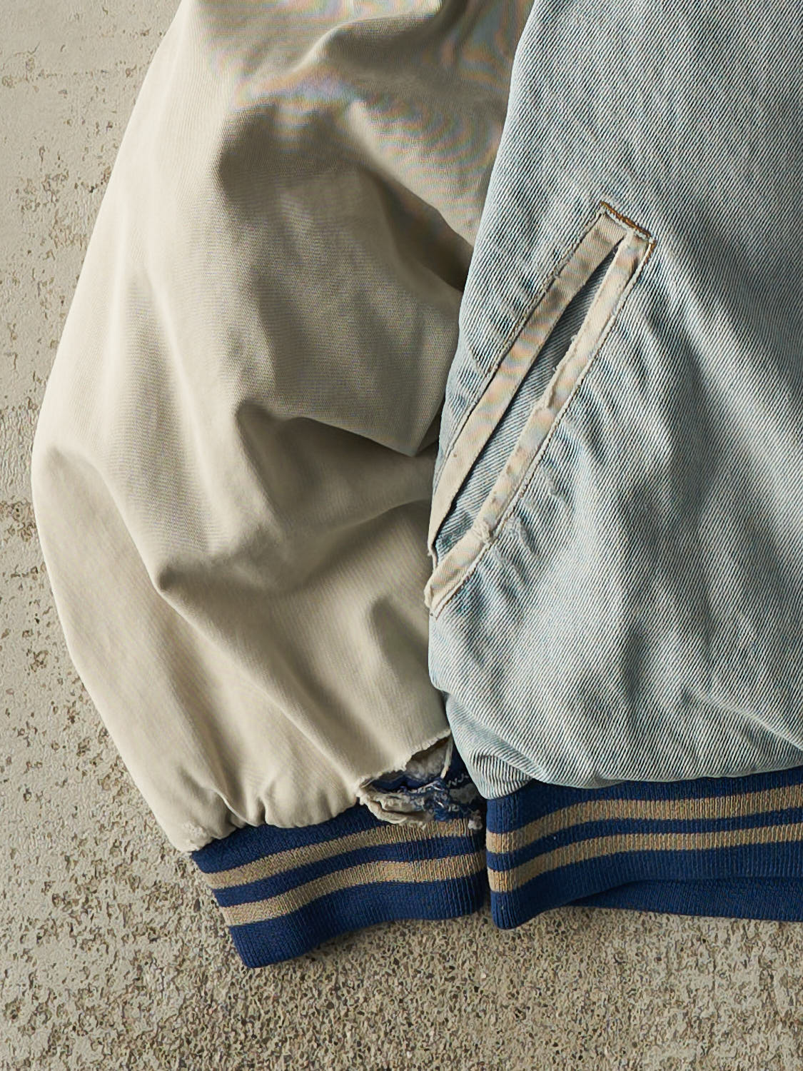 Vintage 90s Light Wash  Heavyweight Varsity Bomber Jacket (M/L)