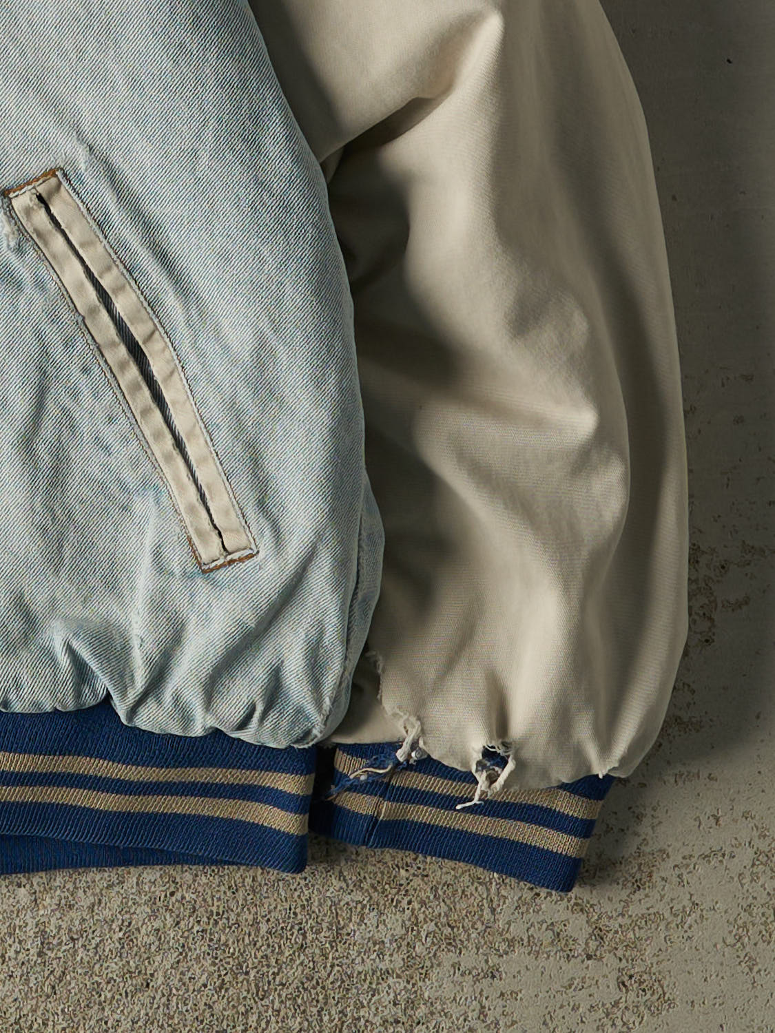 Vintage 90s Light Wash  Heavyweight Varsity Bomber Jacket (M/L)