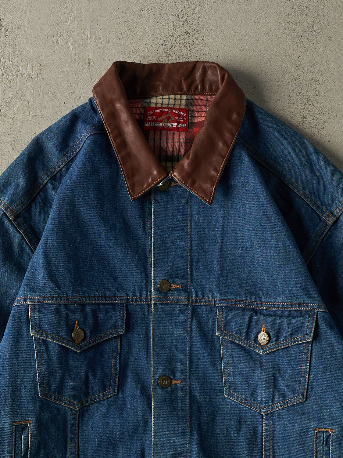 Vintage 90s Dark Wash Marlboro Jean Jacket (XL)