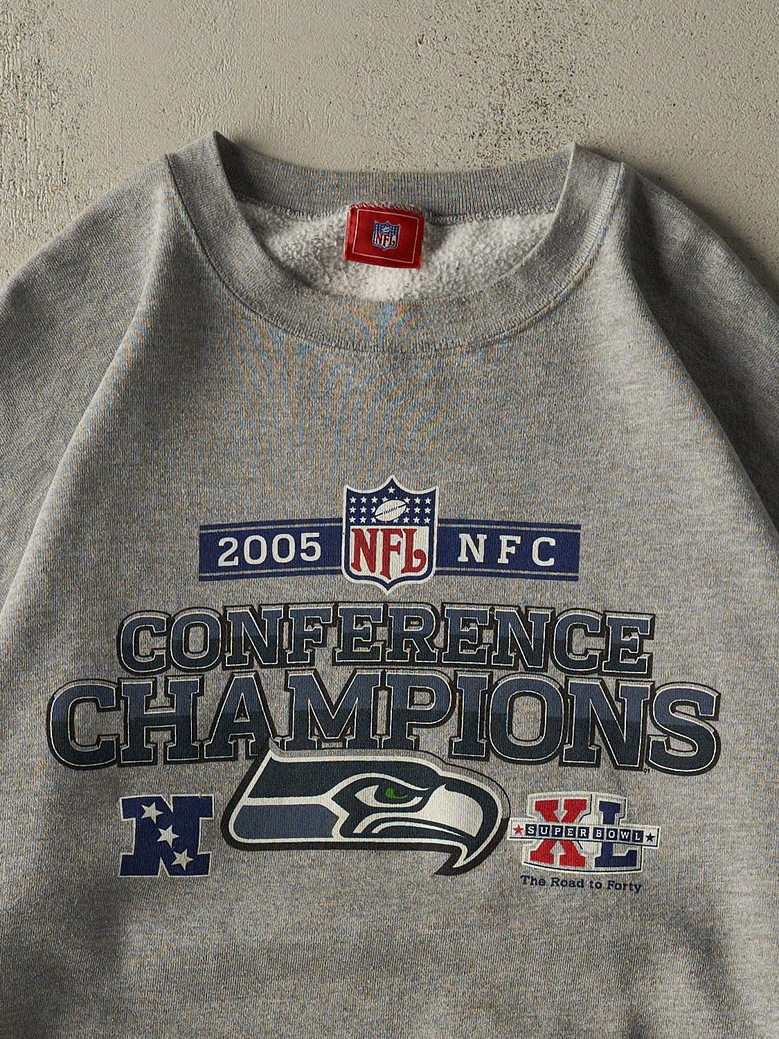 Vintage 05' Grey Seattle Seahawks NFC Conference Champions  Crewneck (XL/XXL)