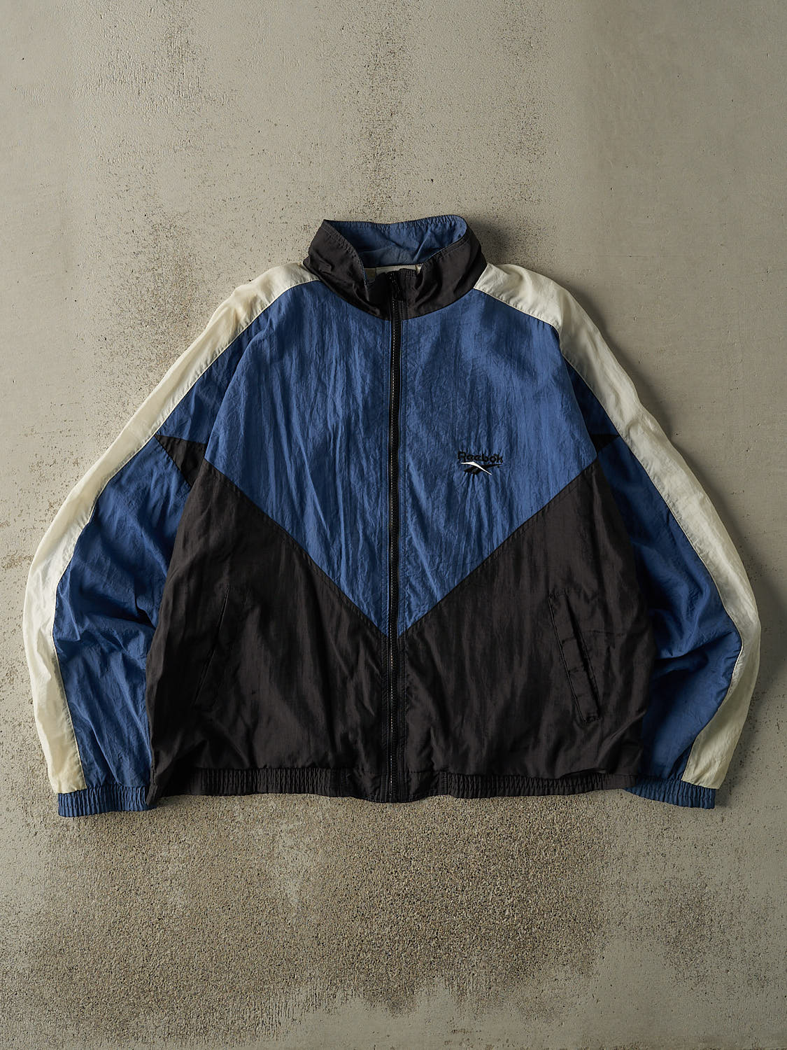 Vintage 90s Blue Black & White  Reebok Track Jacket (L/XL)