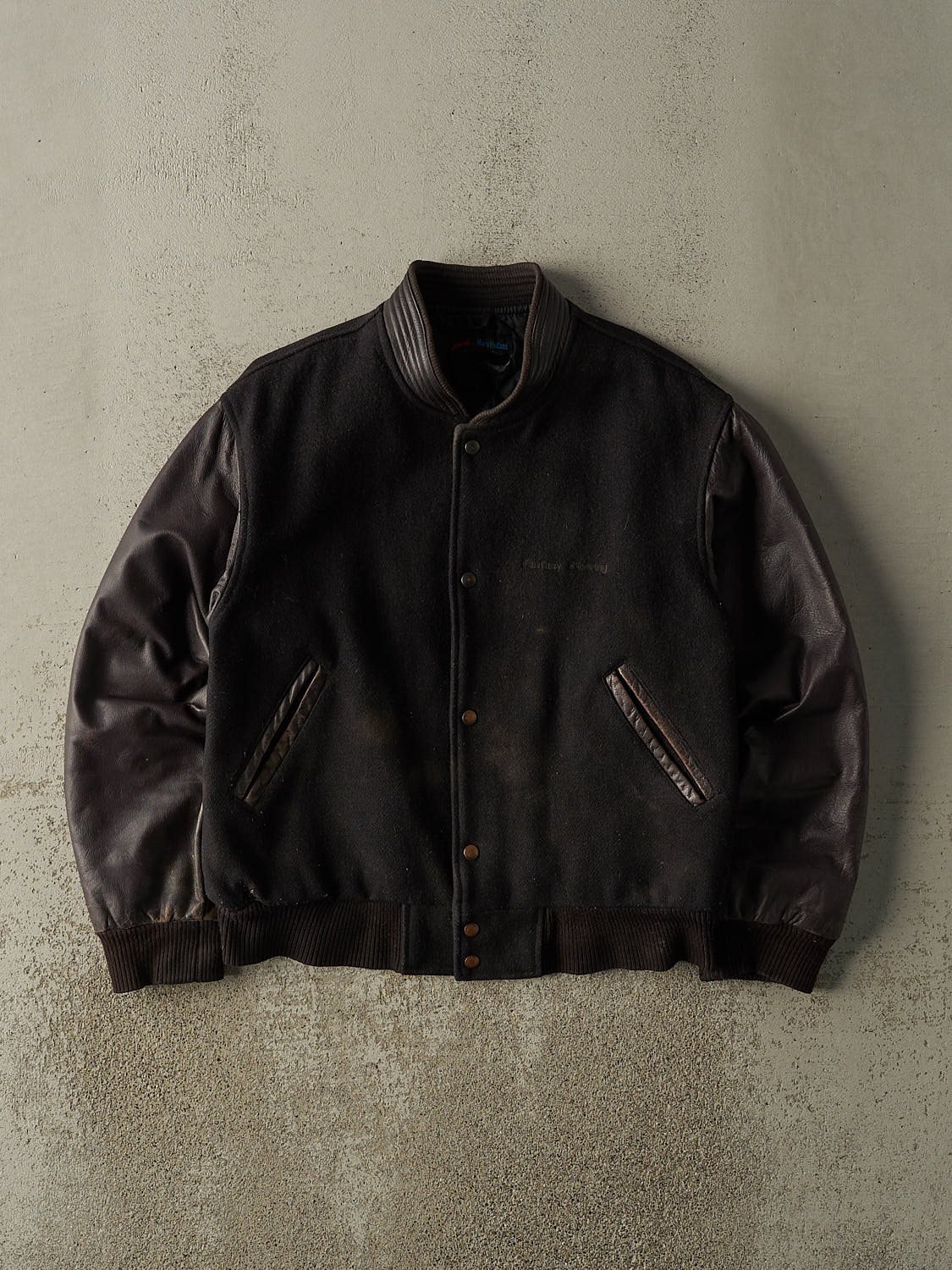 Vintage 90s Black & Burgundy Embroidered Varsity Jacket (M)