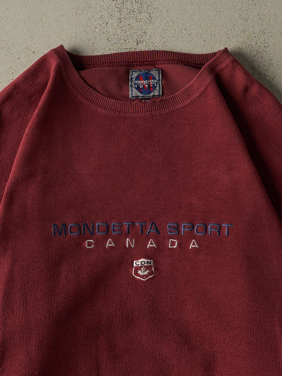 Vintage 90s Burgundy Mondetta Sport Embroidered Inside Out Crewneck (XL/XXL)