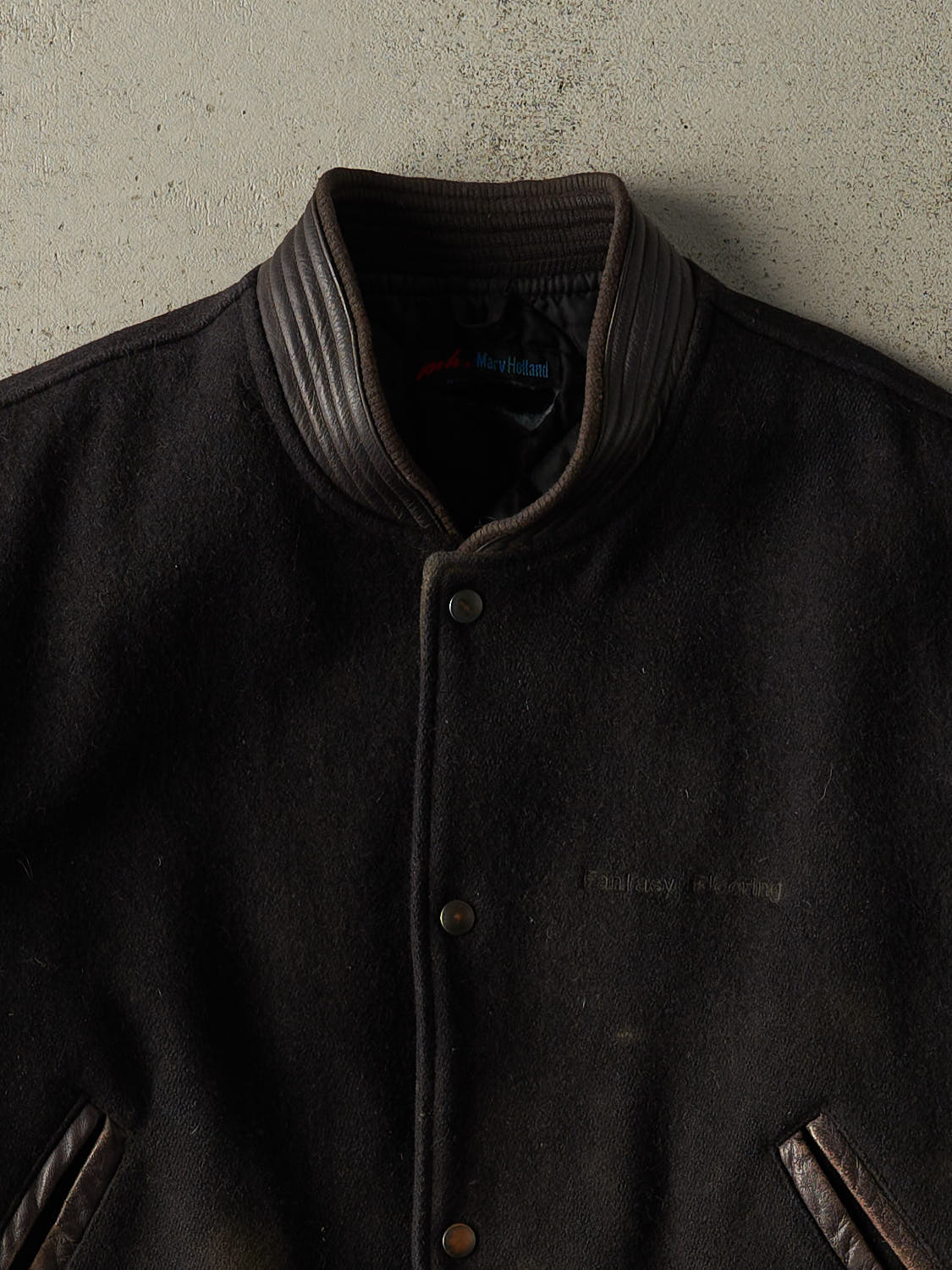 Vintage 90s Black & Burgundy Embroidered Varsity Jacket (M)