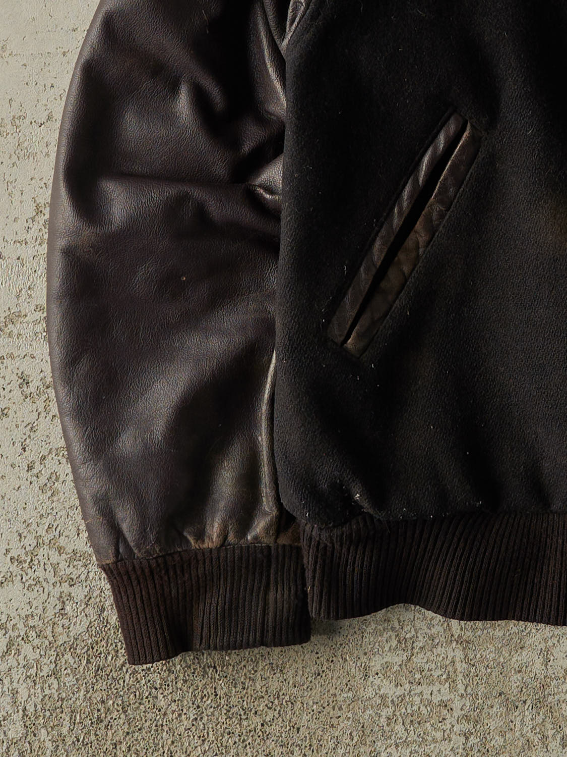 Vintage 90s Black & Burgundy Embroidered Varsity Jacket (M)