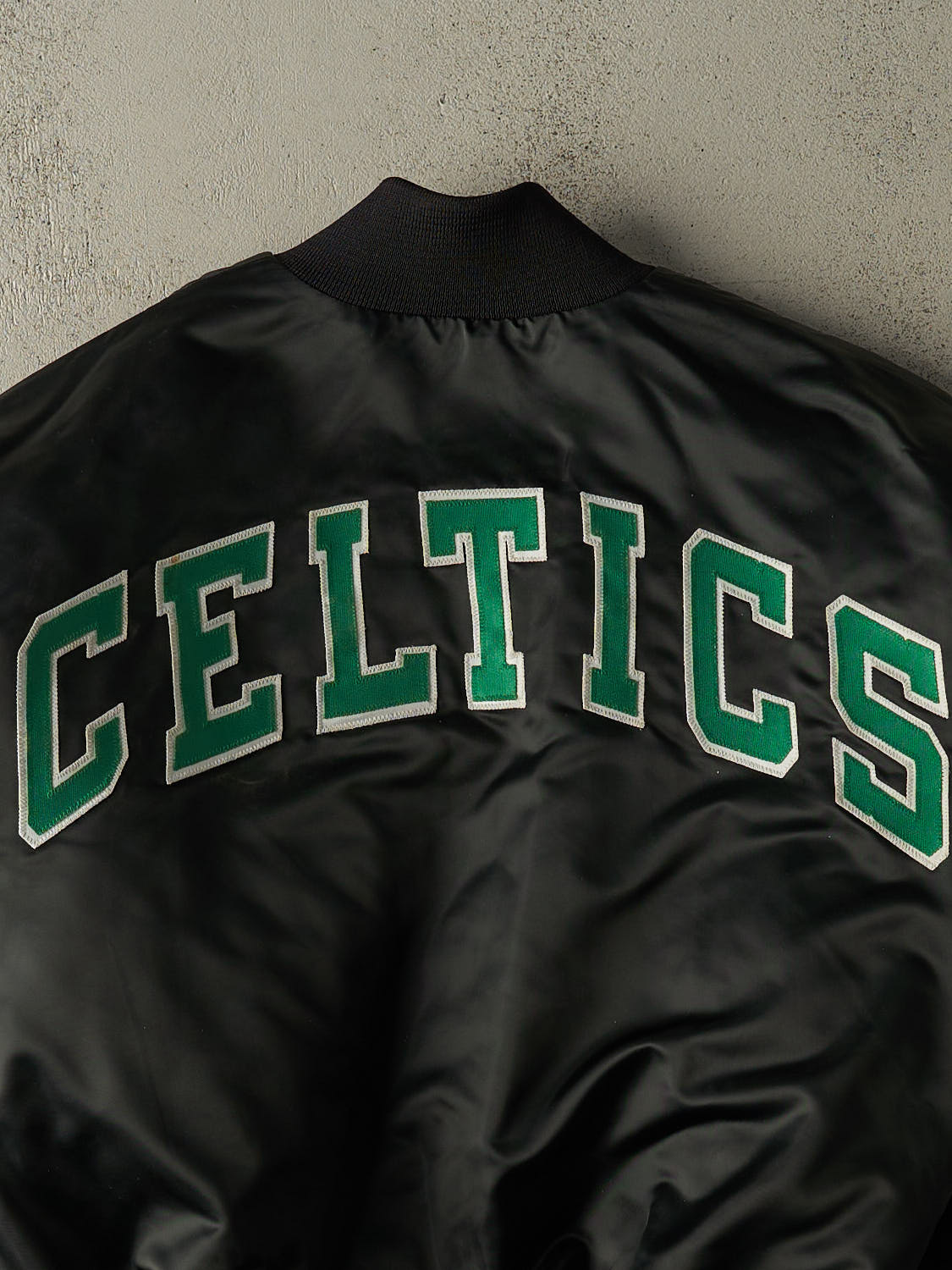 Vintage 90s Black St. Patts Celtics Embroidered Satin Bomber (M/L)
