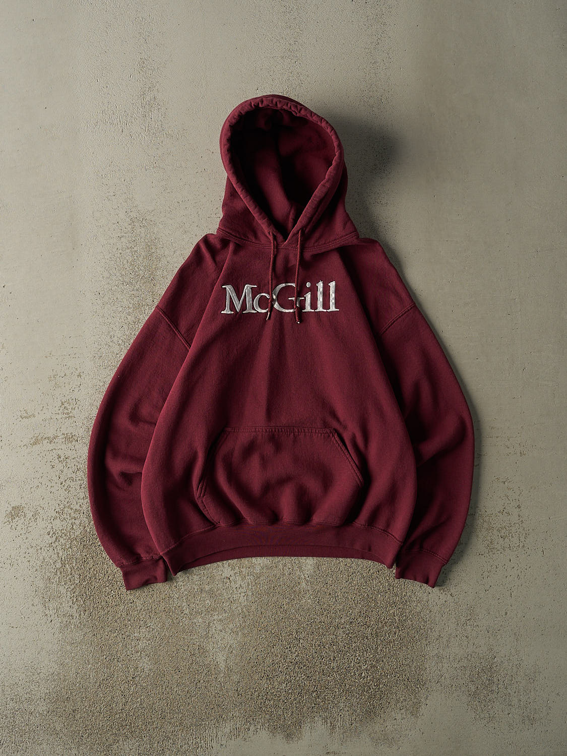 Vintage Y2K Burgundy McGill University Embroidered Hoodie (L/XL)