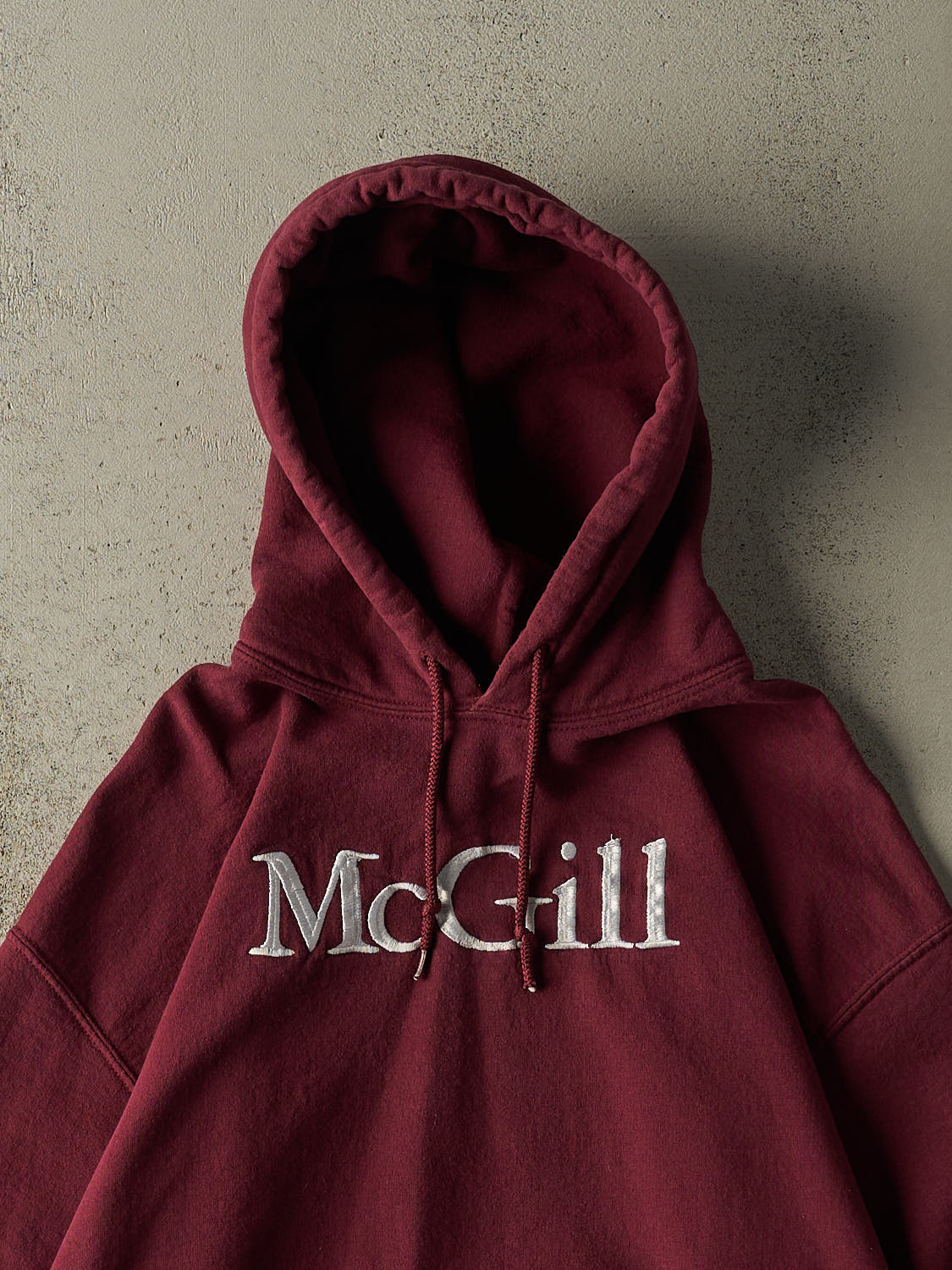 Vintage Y2K Burgundy McGill University Embroidered Hoodie (L/XL)