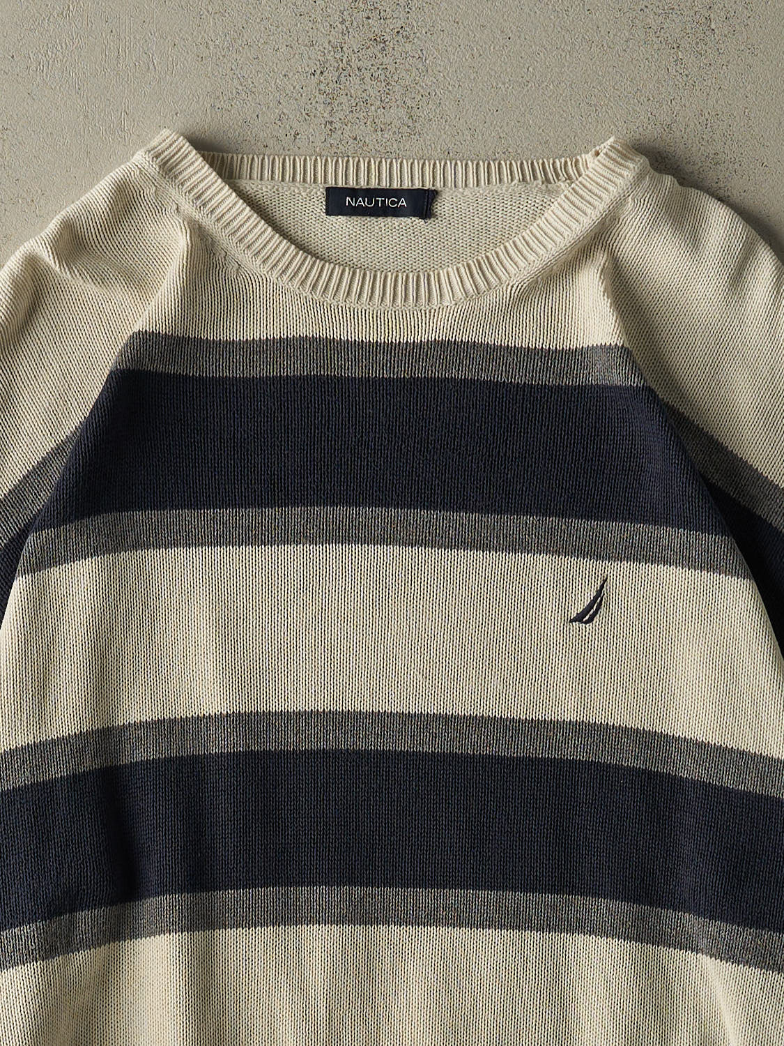 Vintage Y2K  Beige Nautica Striped Embroidered Knit (XL/XXL)