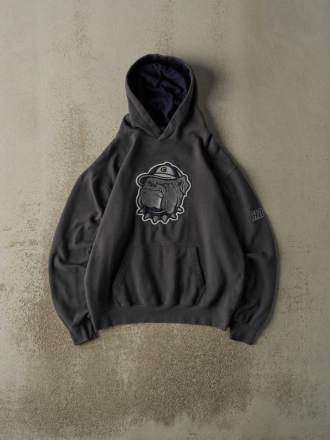 Vintage Y2K Charcoal Grey Georgetown Hoyas Embroidered Hoodie (S/M)