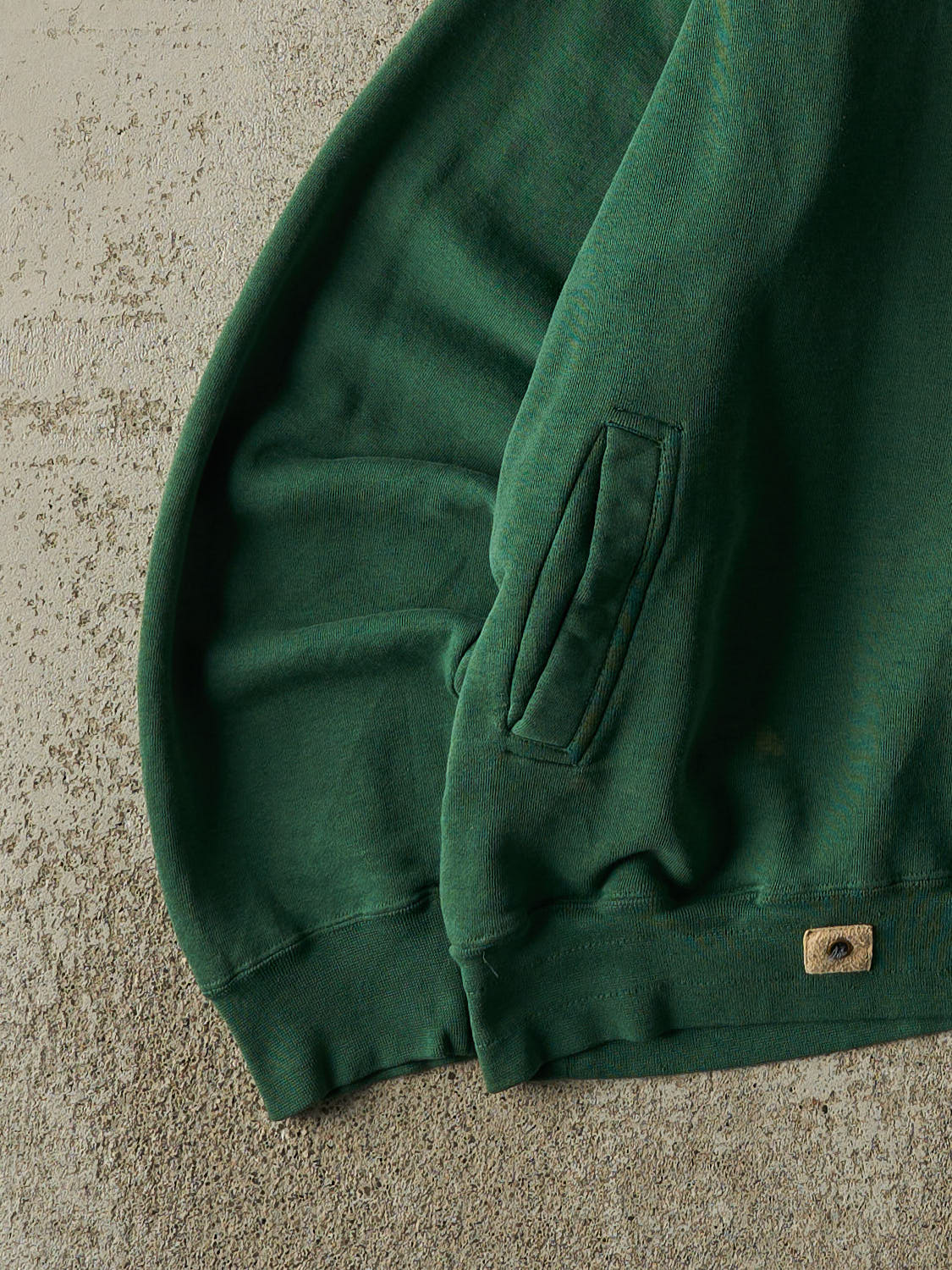 Vintage 96'  Sun Faded Green Coca Cola Embroidered Quarter Zip Hoodie  (L/XL)