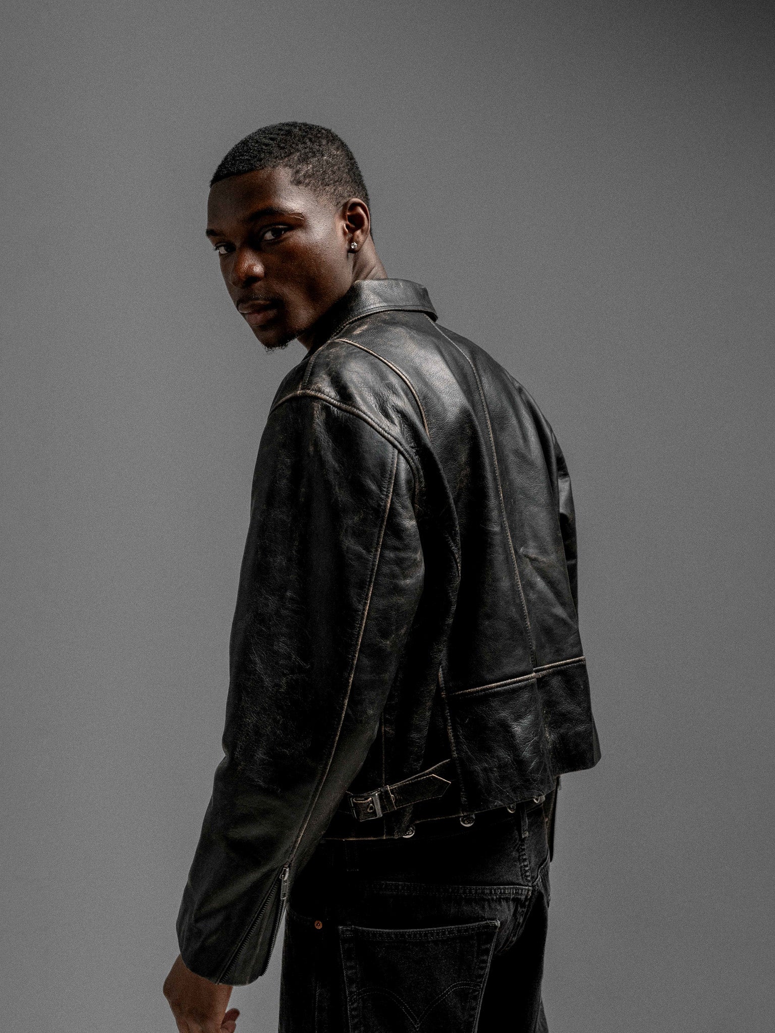 Everyday Boxy Leather Jacket - Jet Black