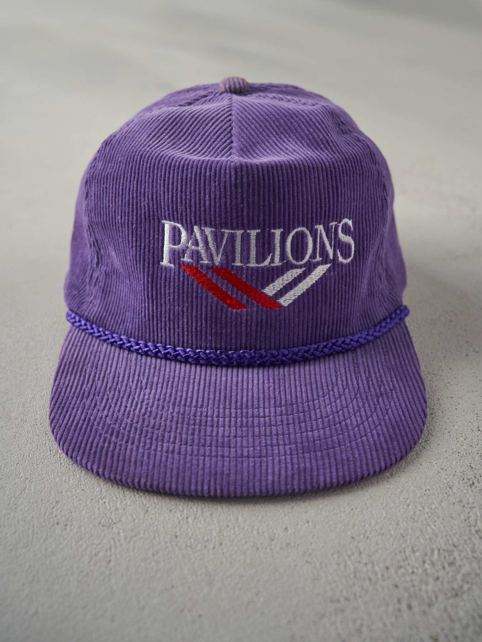 Vintage 80s Purple Corduroy Pavilions Zip Back Hat