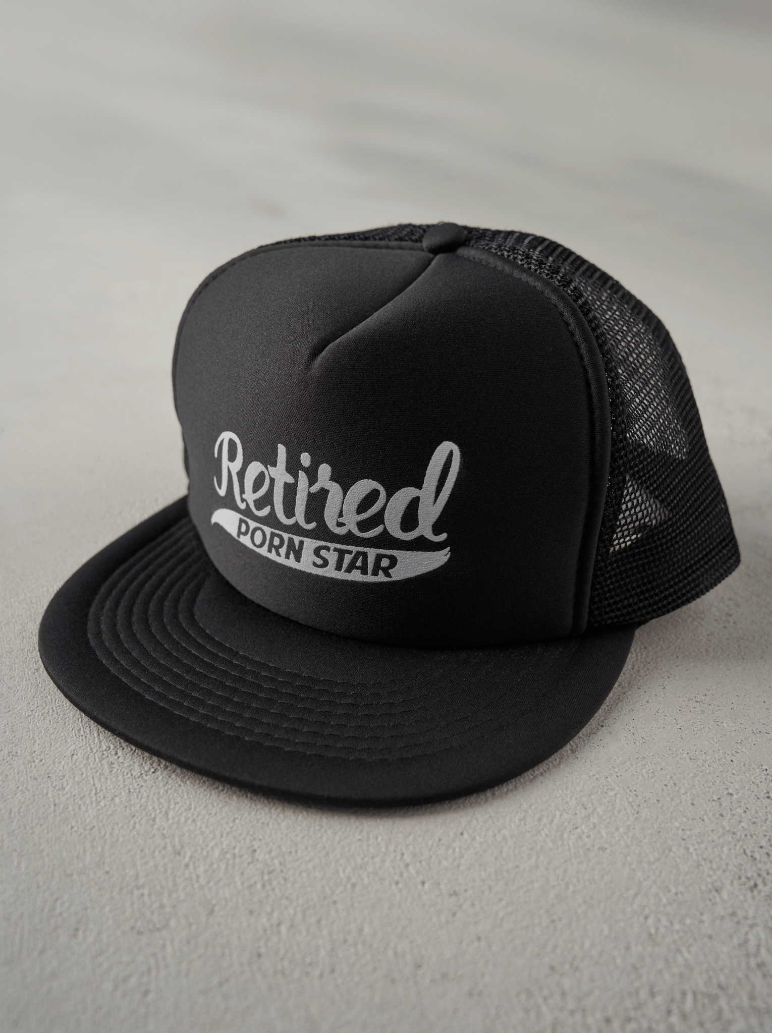 Vintage 90s Black Retired Porn Star Foam Trucker Hat