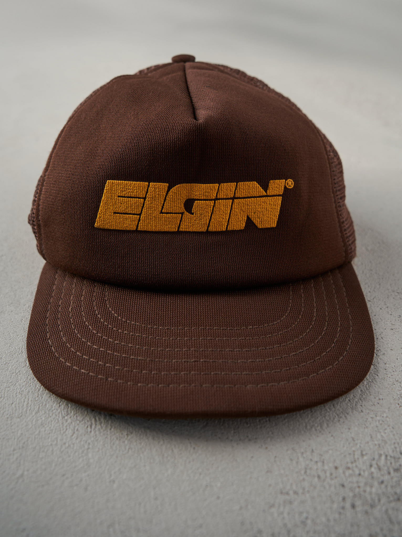 Vintage 70s Brown Elgin Unstructured Foam Trucker Hat