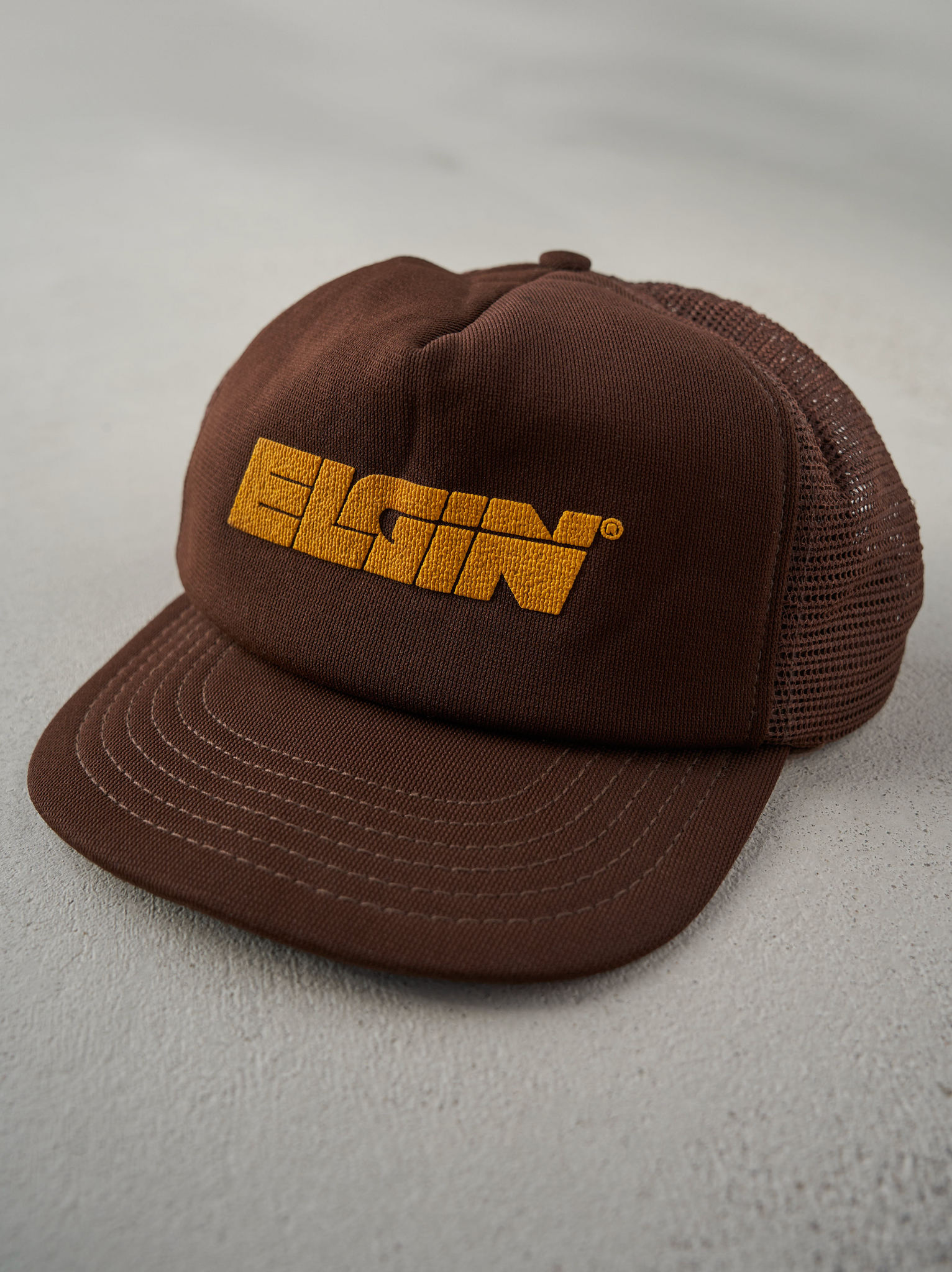 Vintage 70s Brown Elgin Unstructured Foam Trucker Hat