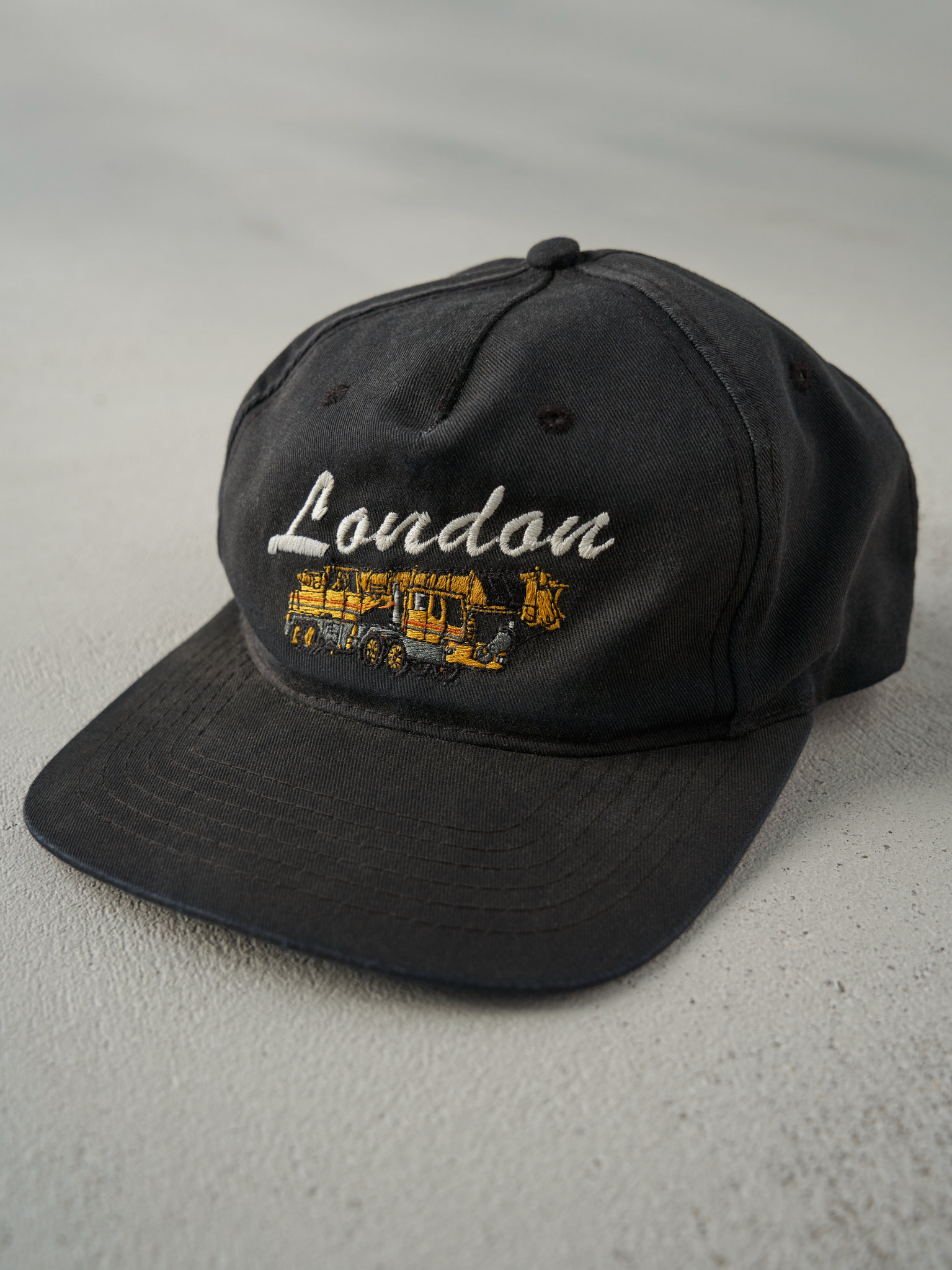 Vintage 90s Black London Embroidered Snapback Hat