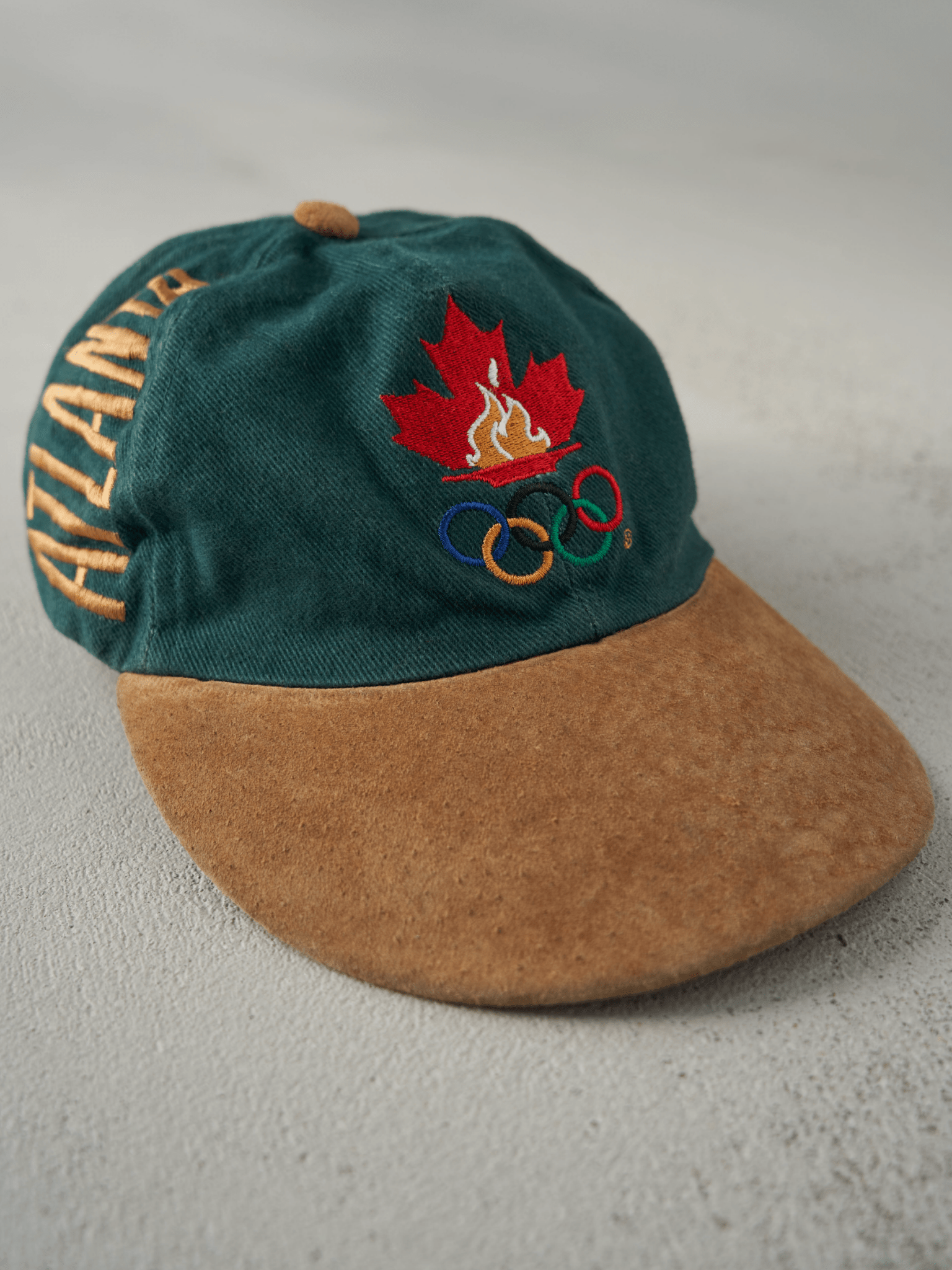 Vintage 96' Forest Green Team Canada Olympics Leather Strapback Hat