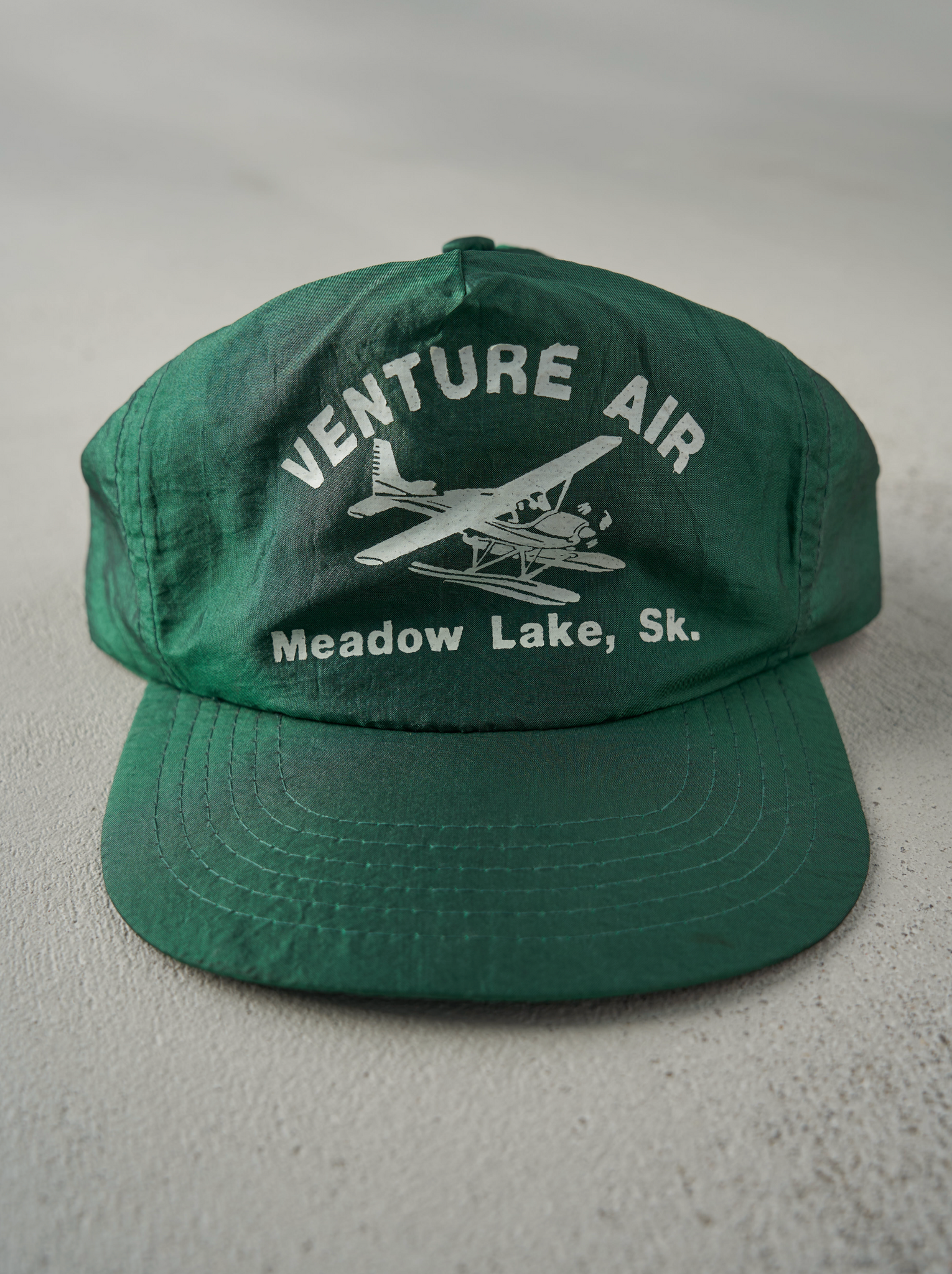 Vintage 90s Forest Green Venture Air Nylon Snapback Hat