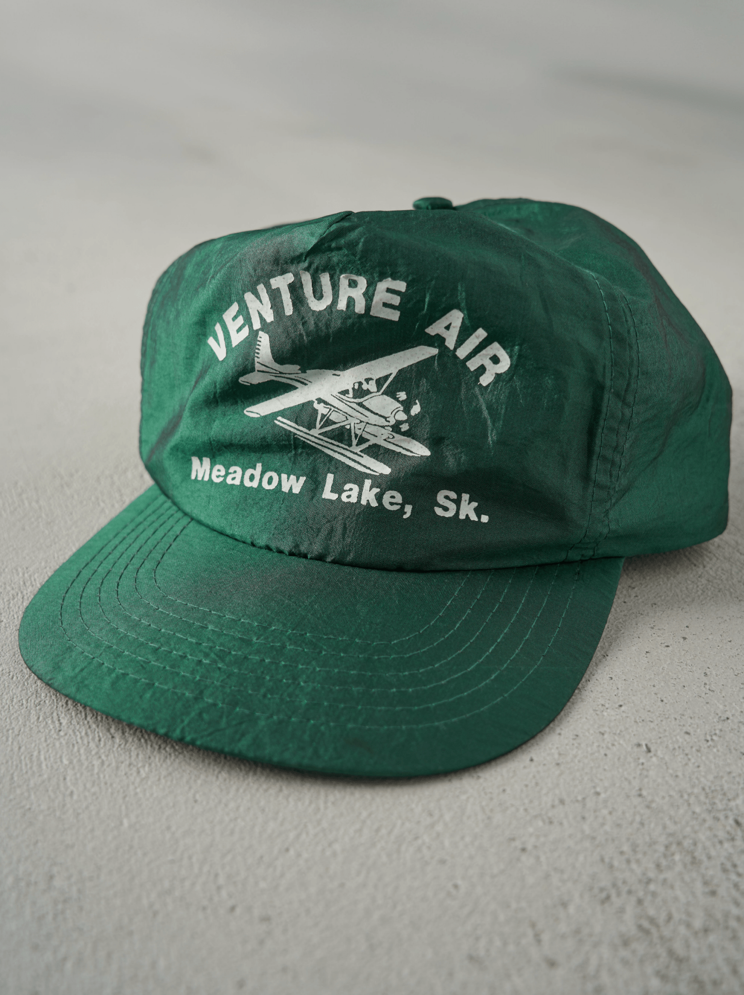 Vintage 90s Forest Green Venture Air Nylon Snapback Hat