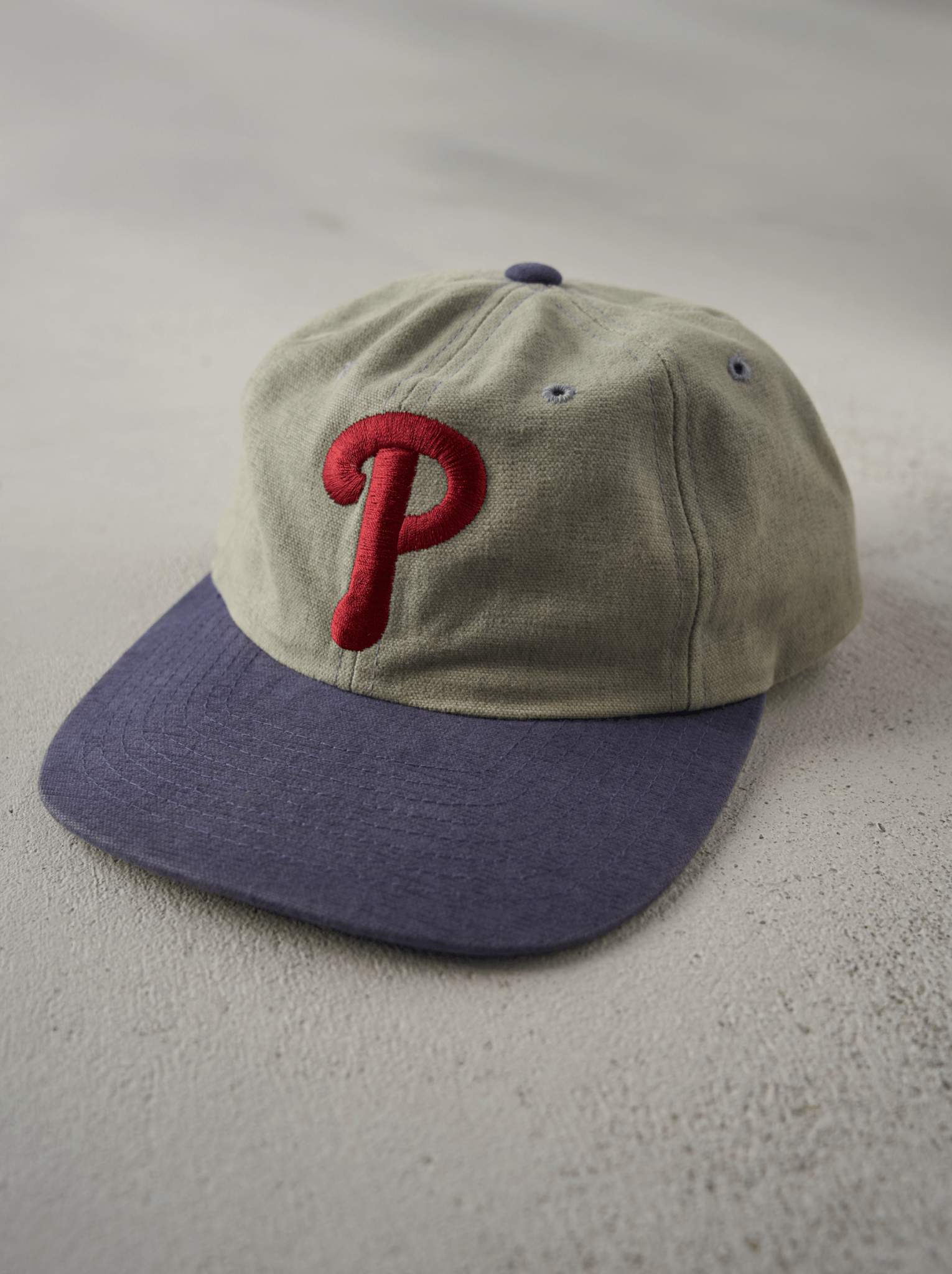 Vintage 90s Beige American Needle Philadelphia Phillies Strapback Hat