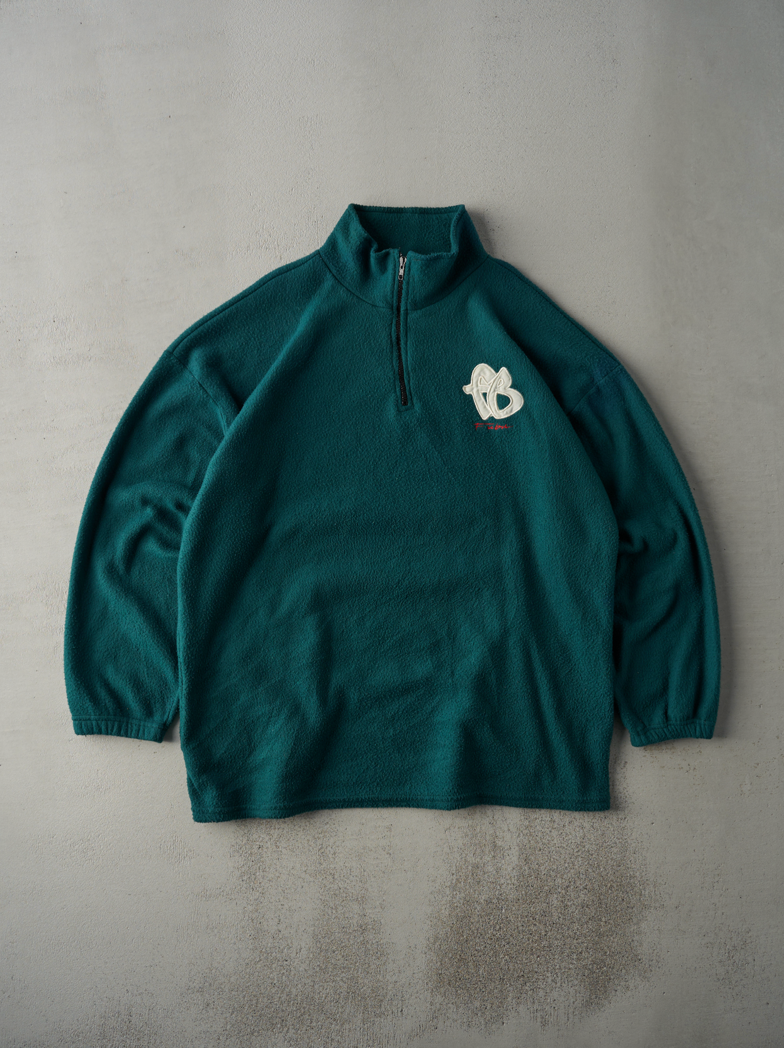 Vintage 90s RARE Forest Green Fubu Quarter Zip Fleece Sweater (XXL)