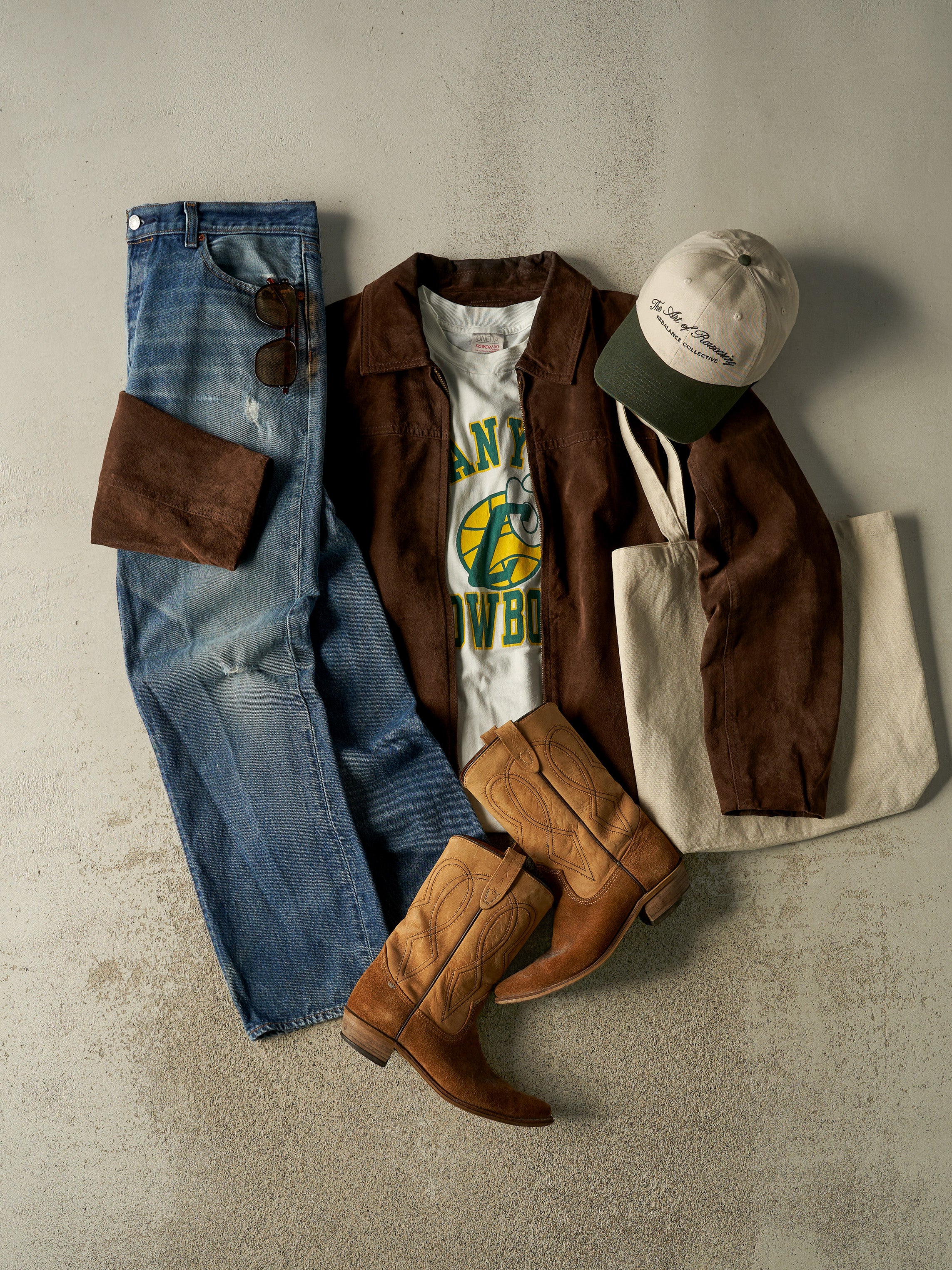 Vintage 90s White Canyon Cowboys Cut Off Tee (L)