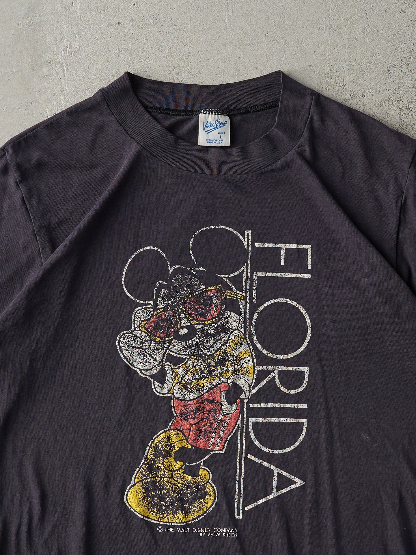 Vintage 80s Faded Black Florida Walt Disney World Single Stitch Tee (S)