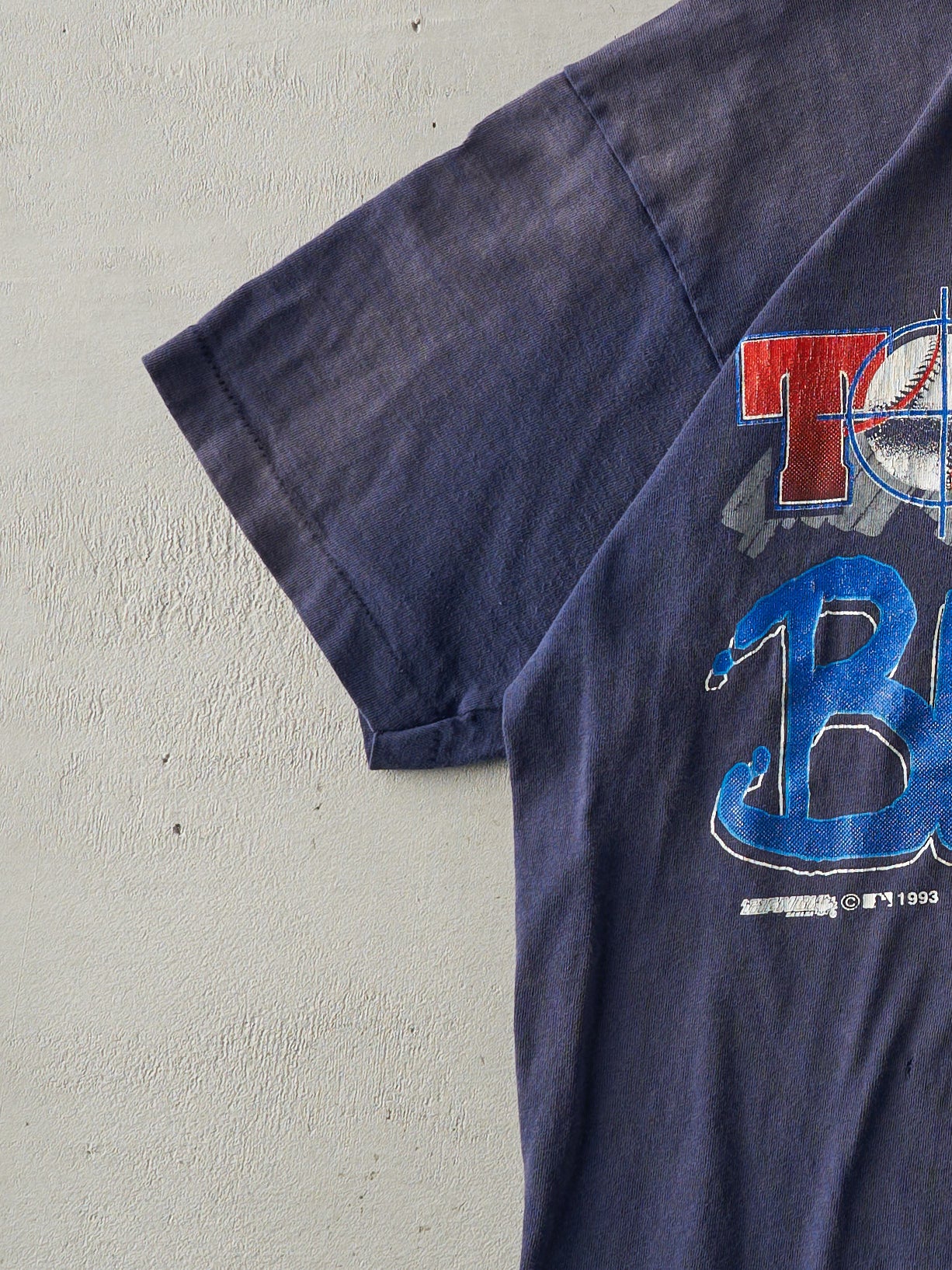 Vintage 93' Navy Sun Faded Blue Toronto Blue Jays Tee (M)