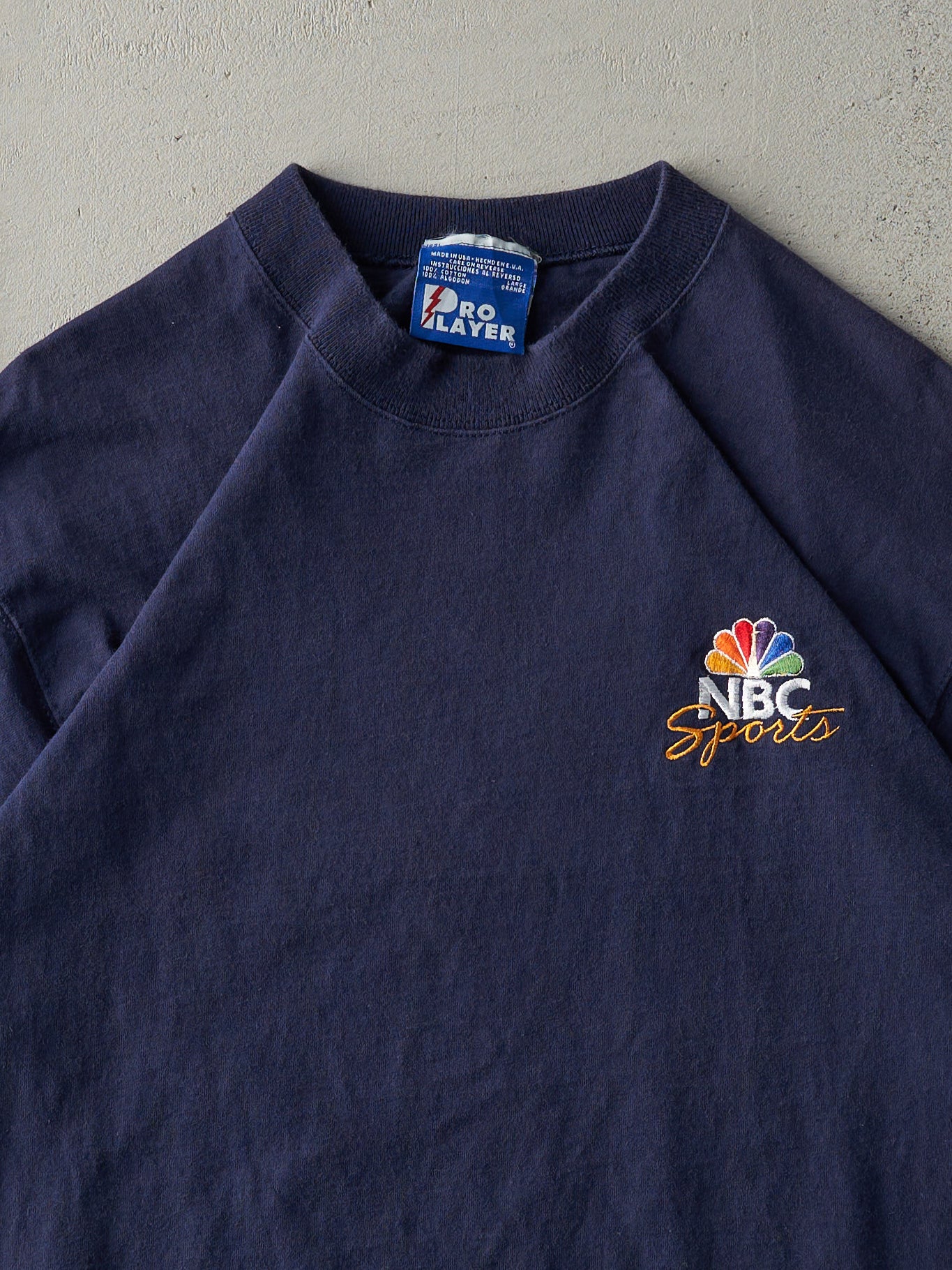 Vintage 90s Navy Blue NBC Embroidered Logo Long Tee (M)