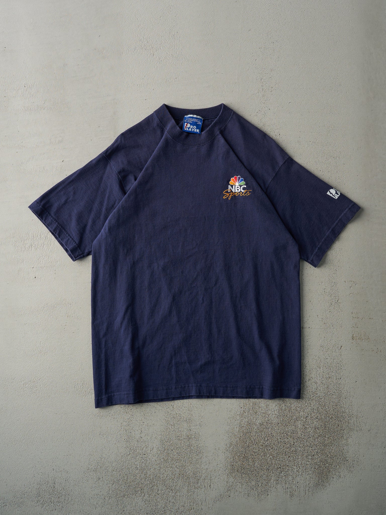 Vintage 90s Navy Blue NBC Embroidered Logo Long Tee (M)