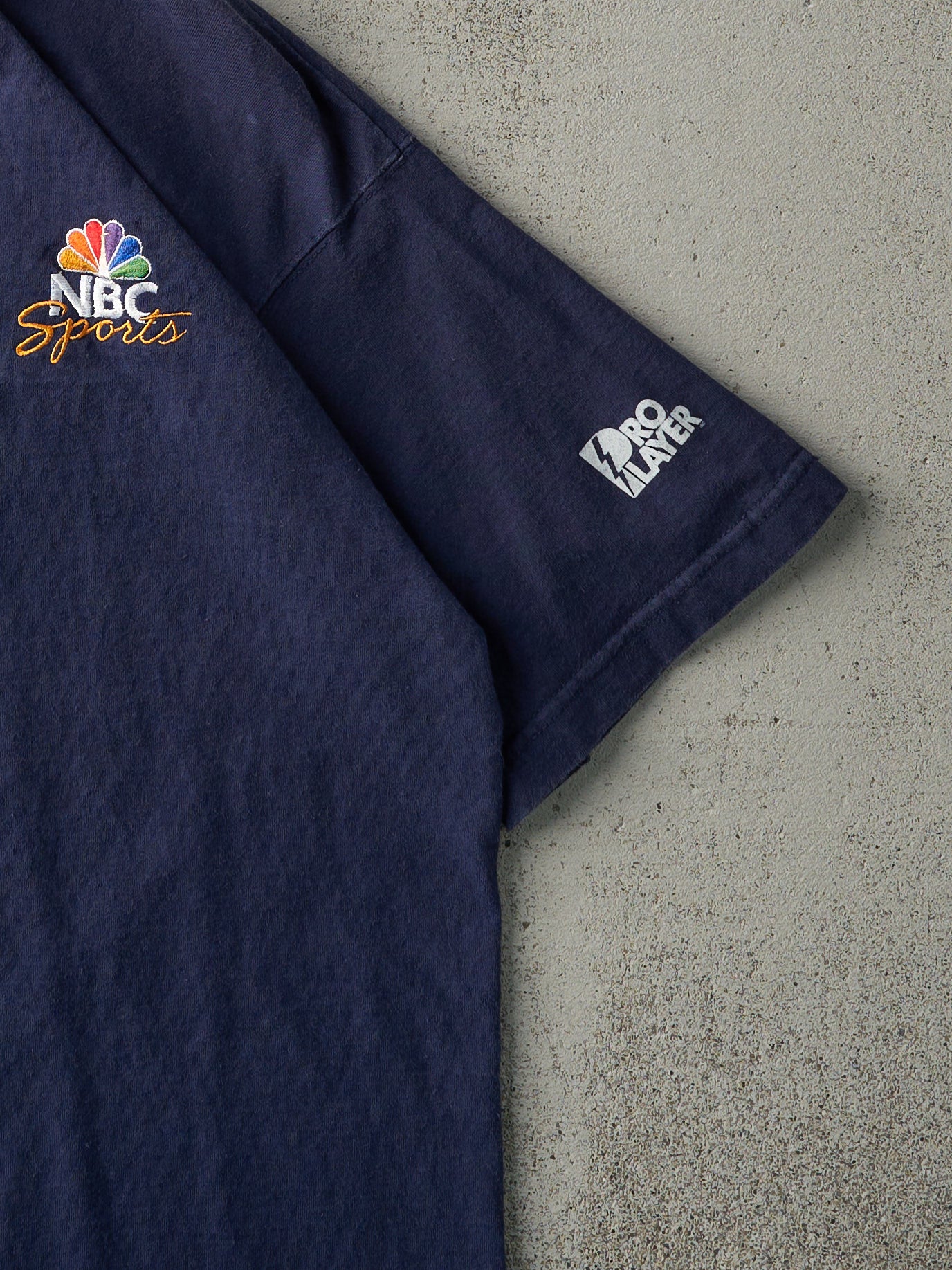 Vintage 90s Navy Blue NBC Embroidered Logo Long Tee (M)