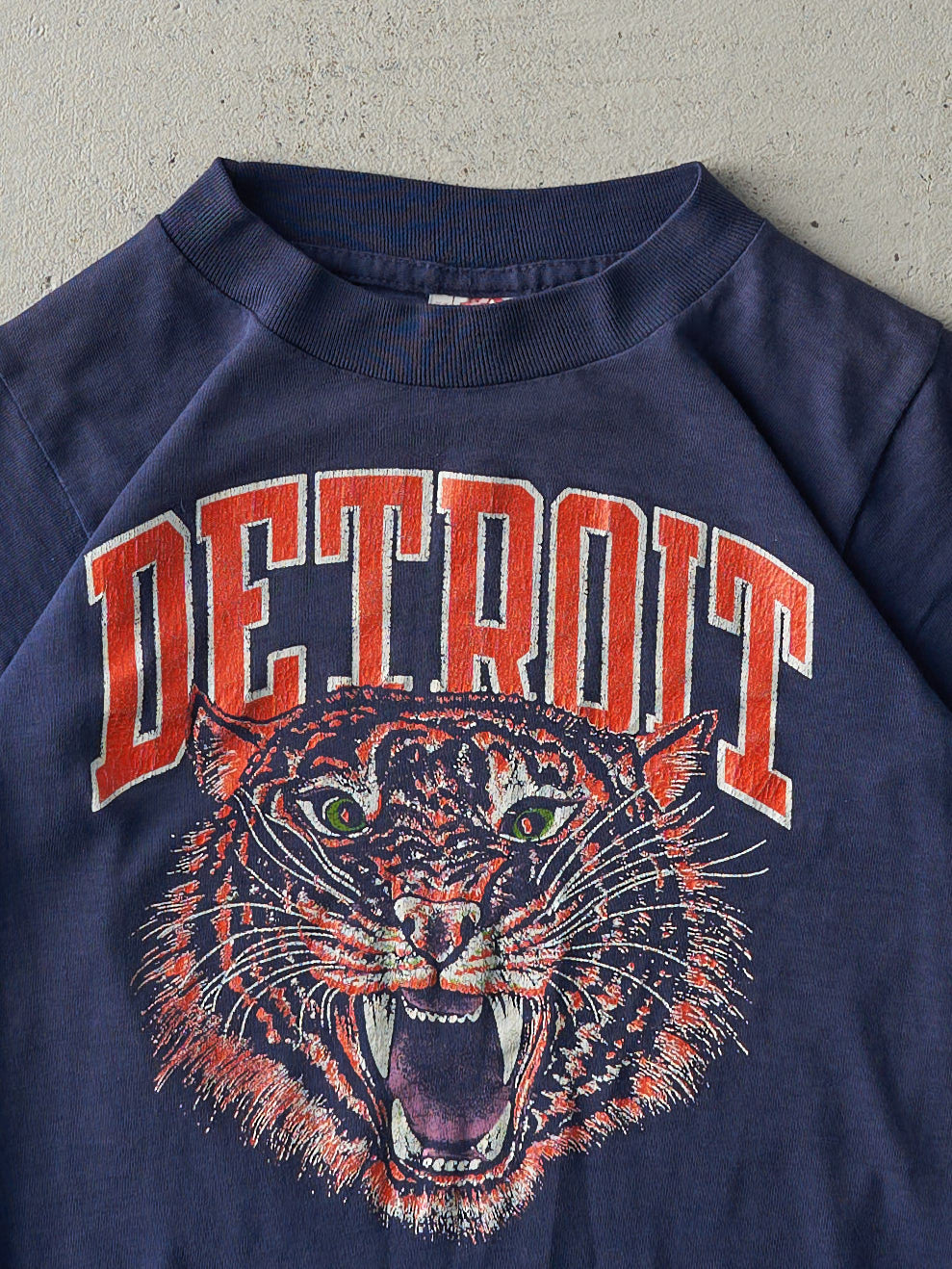 Vintage 90s Navy Blue Detroit Tigers Single Stitch Baby Tee (XXS)