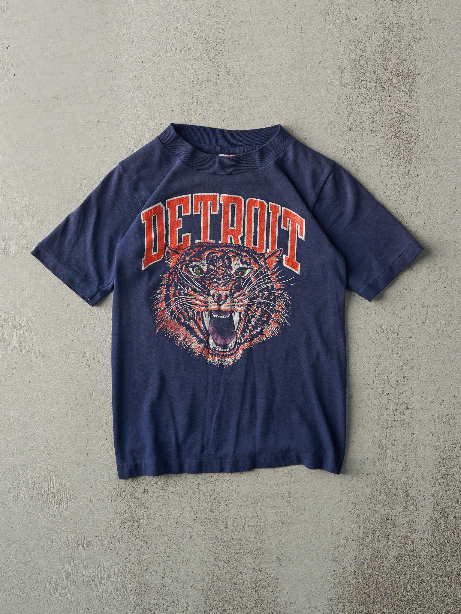 Vintage 90s Navy Blue Detroit Tigers Single Stitch Baby Tee (XXS)