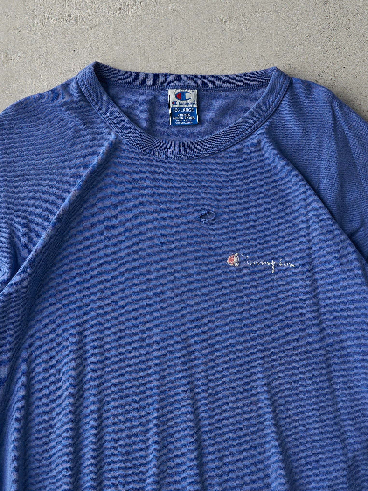 Vintage 90s Blue Champion Logo Tee (L/XL)