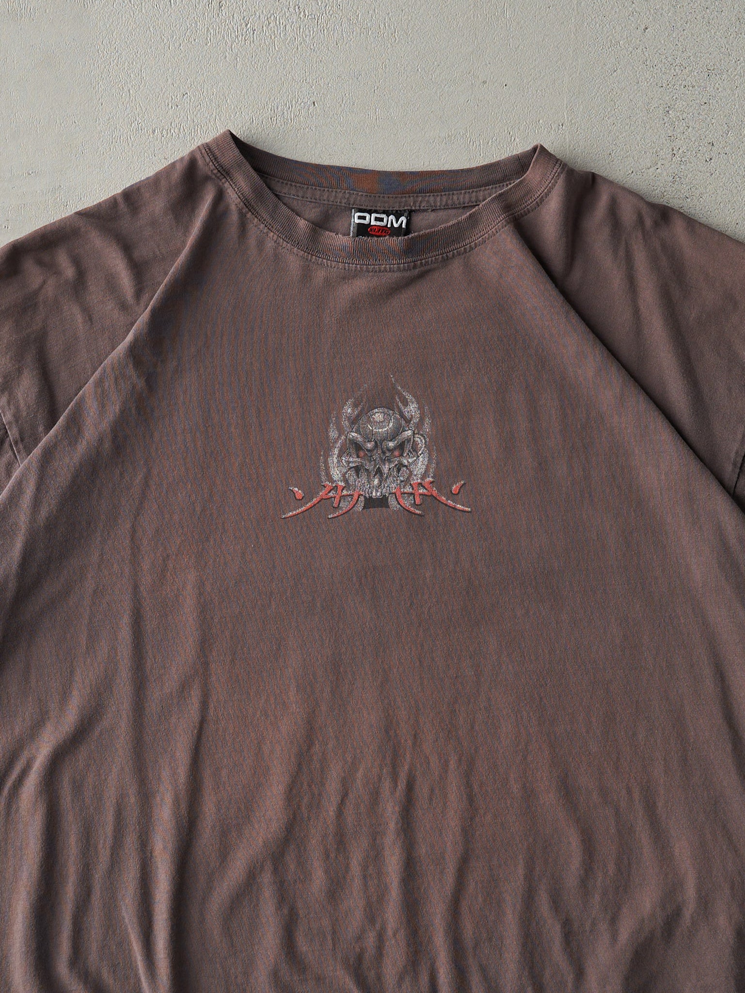 Vintage Y2K Sun Faded Grey ODM Graphic Tee (L)