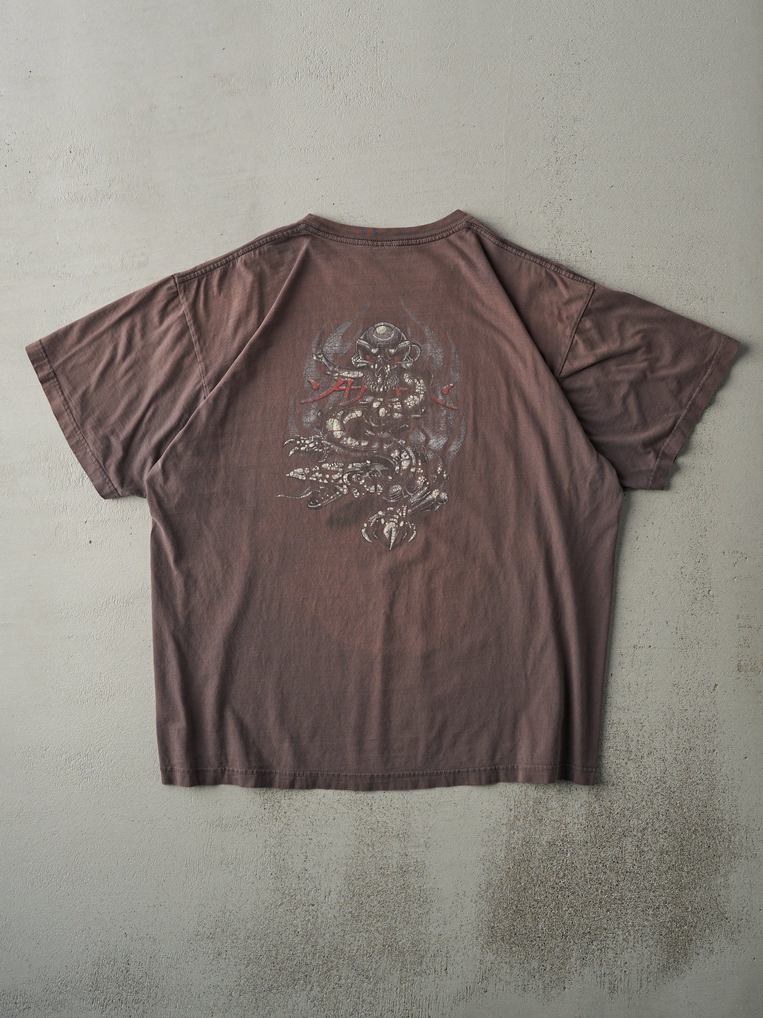 Vintage Y2K Sun Faded Grey ODM Graphic Tee (L)