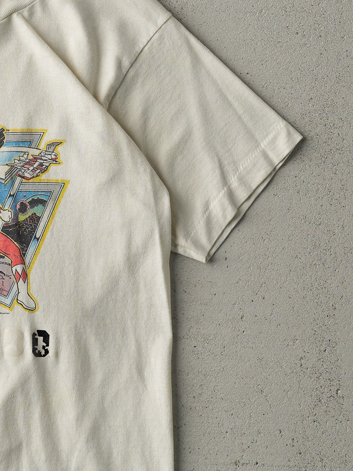 Vintage 94' Beige Power Rangers Single Stitch Baby Tee (XS)